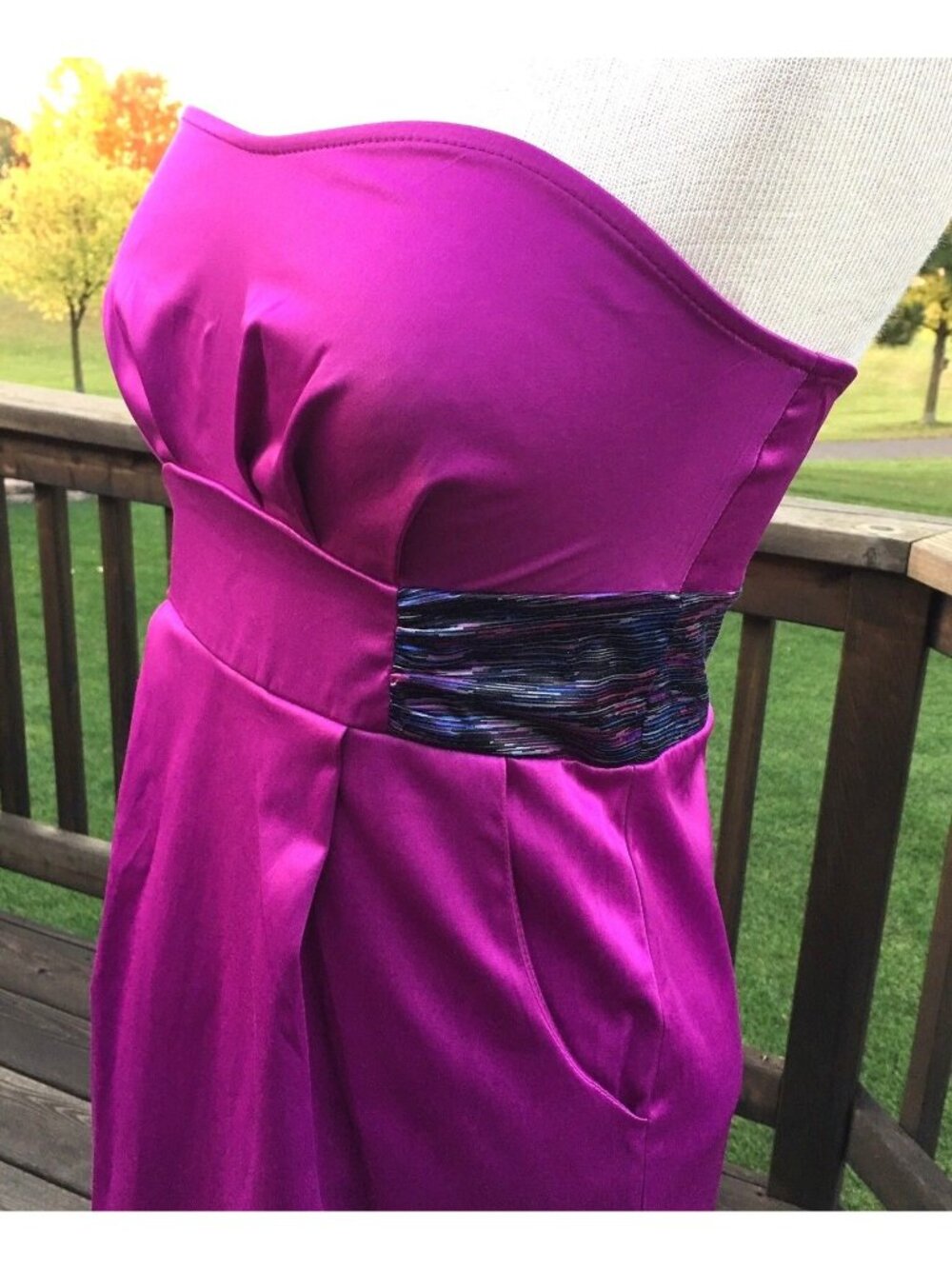 Akira Chicago Strapless Mini Dress Size M Fuchsia Purple Prom Sexy Club Stretchy - Picture 7 of 11